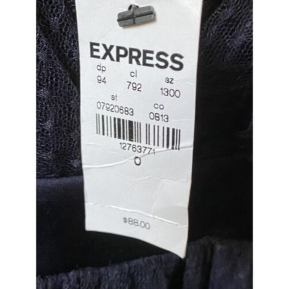 Express Navy Blue Polka Dot Tulle Full Skirt Sleeveless Midi slip Dress y2k sz 0 - Picture 5 of 9